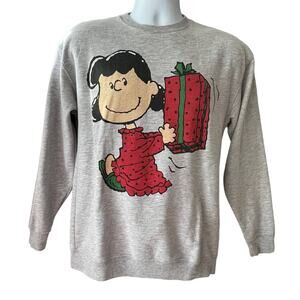 Peanuts Lucy Van Pelt with Gift Ugly Christmas Sweatshirt Size Small WORN ONCE
